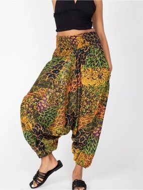 Harem Style Smock Boho Hippie Onesie Jumpsuit Strapless 100% Cotton